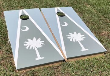 Painted Cornhole Boards with Palmetto Tree and Moon