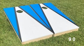 Bright Blue and White Cornhole Boards