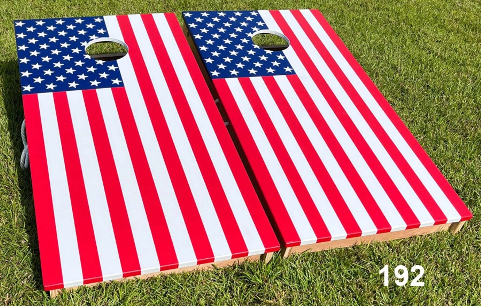 Painted US Flag Cornhole Boards