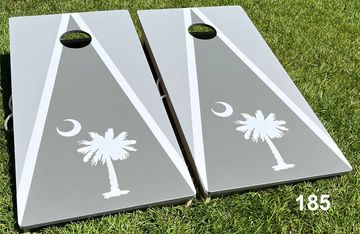 Grey with Palmetto Tree and Moon Cornhole Boards