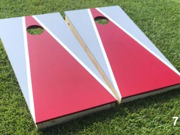 Red and Grey Cornhole Boards
