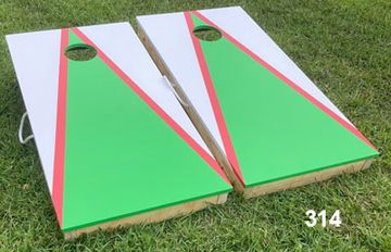 Green and White Cornhole Boards