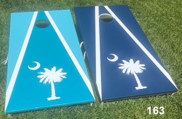 Teal and Navy Cornhole Boards with Bags