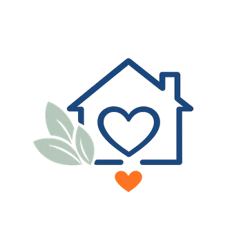 House with heart and leaves icon.