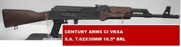 CENTURY ARMS CI VKSA
S.A. 7.62X39MM 16.5” BRL
