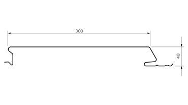 Technical drawing of a metal profile with 300mm length and 40mm height.