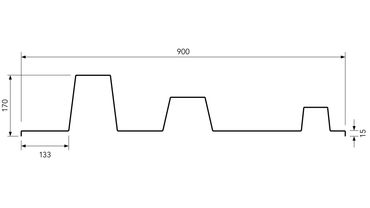 Technical drawing of a waveform profile with dimensions.
