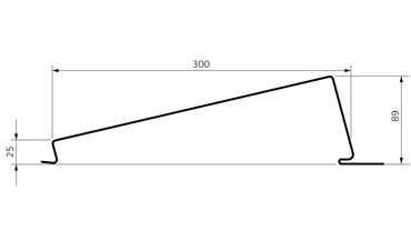 Technical drawing of a sloped metal profile with dimensions.