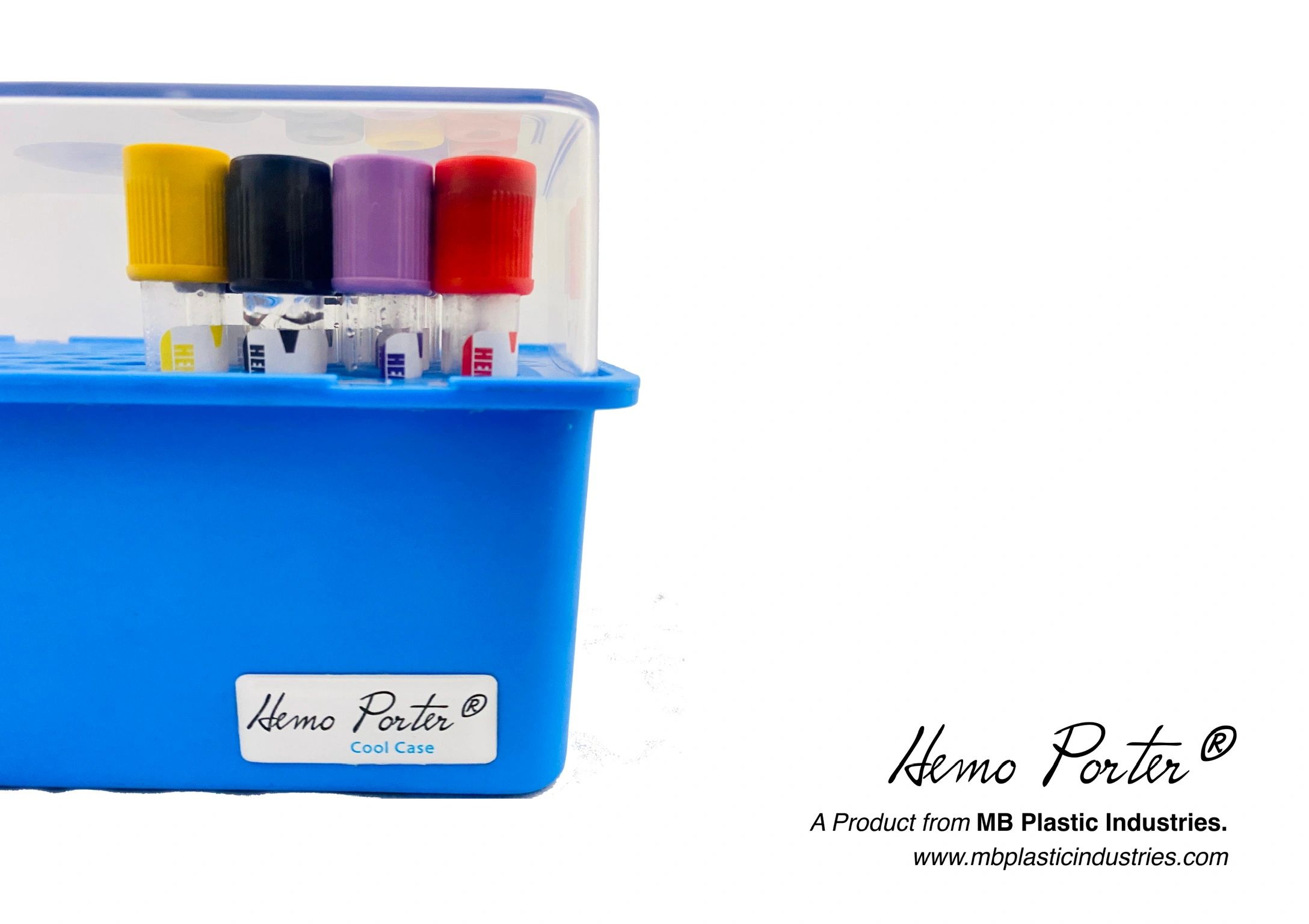 Hemo Porter. Cool Case to transport Blood collection tubes. MB Plastic Industries