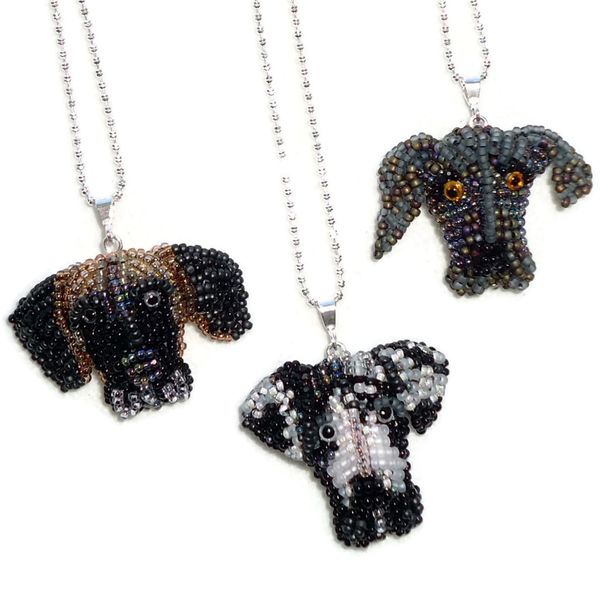 Custom beaded Great Dane dog pendant jewelry bead embroidery beadwork pet portrait AKC Westminster 