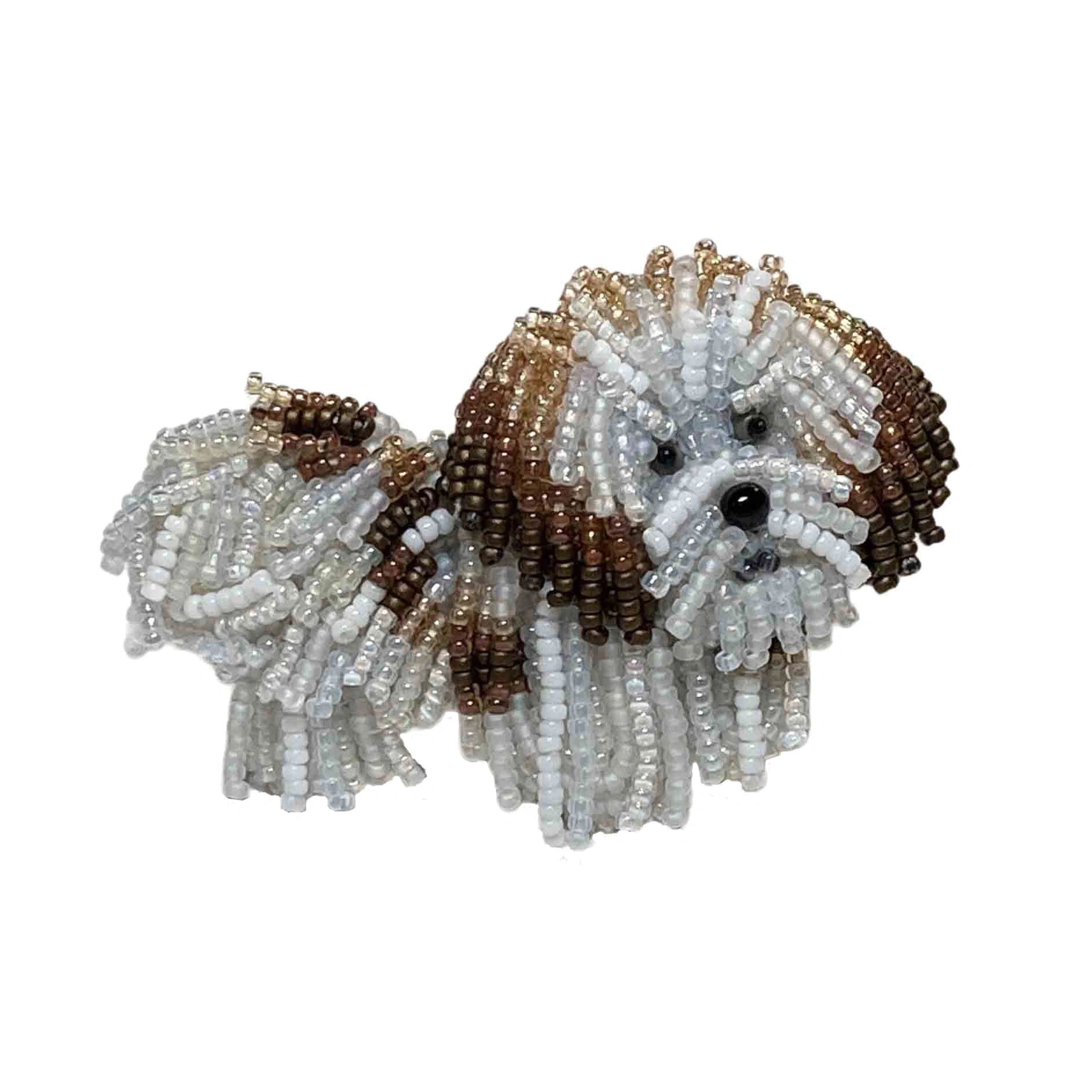 Bead embroidery Havanese dog pin brooch jewelry Westminster AKC Etsy birthday gift beadwork bead