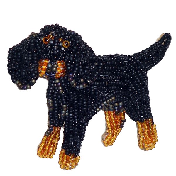 Bead embroidered Coon Hound Beaded  hounddog pin brooch jewelry Westminster kennel club dog gift

