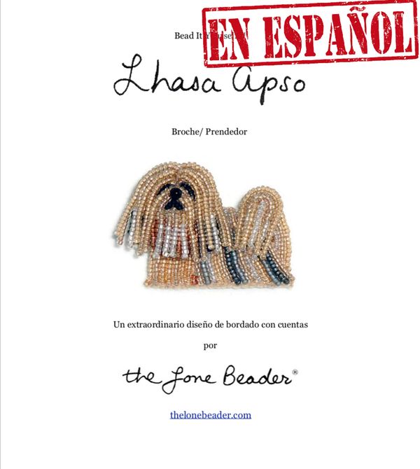 Lhasa Also perro tutoriales de bordado a mano con cuentas patrón in español prendedor Spanish
