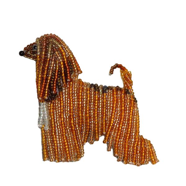 Bead embroidery Afghan Hound dog pin brooch jewelry Westminster AKC Etsy birthday gift beadwork bead