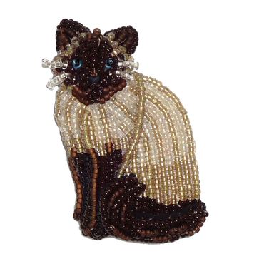 Siamese Cat fancy beaded animal art brooch bead embroidery gift Etsy club beadwork beads Feline