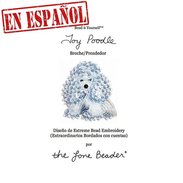 Poodle perro tutoriales de bordado a mano con cuentas patrón in español prendedor broche joyas Spani