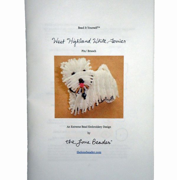 Westie dog pin pendant beading kit pattern PDF digital download bead embroidery DIY craft Etsy