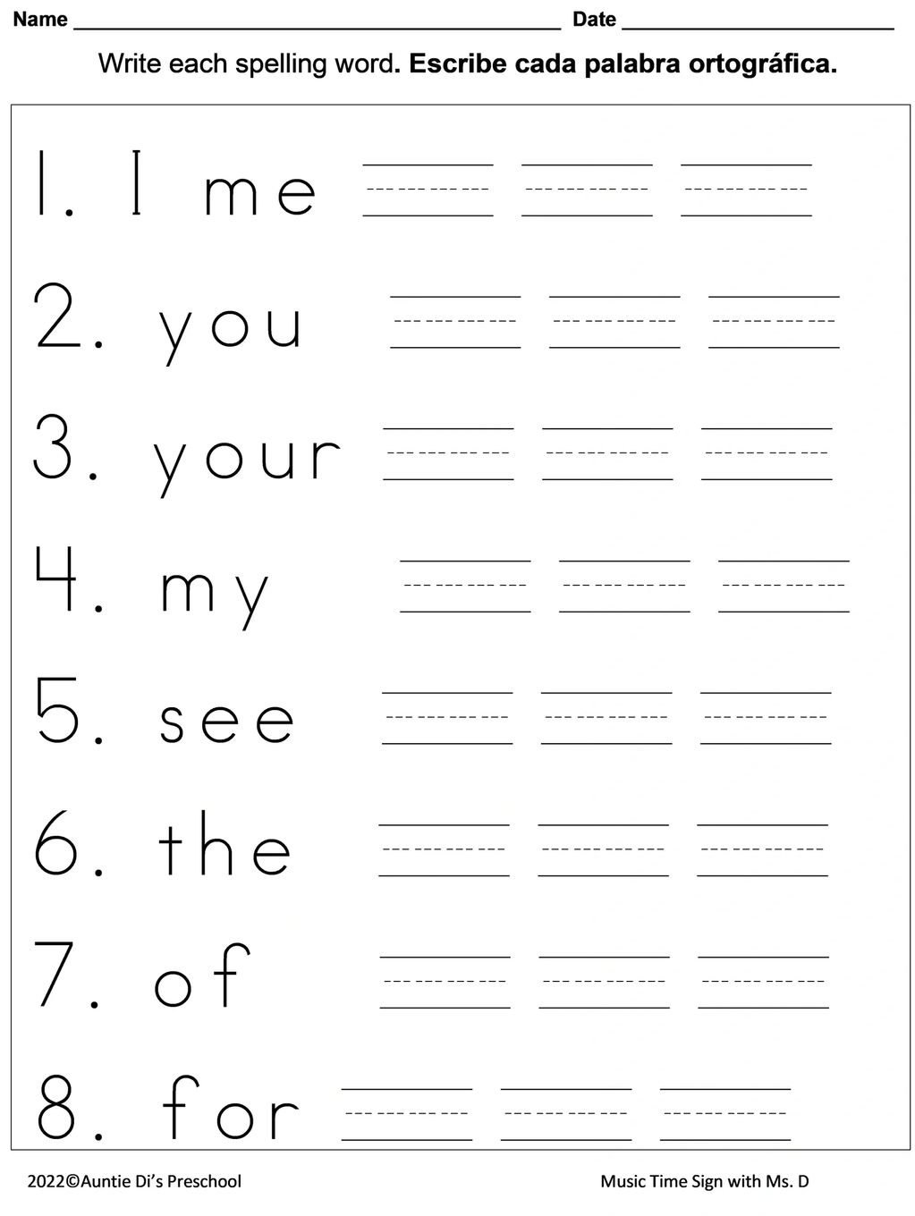 ASL Spelling Words  Book 1