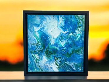 Abstract landscape art
Original acrylic painting
Unique wall decor
Fluid art techniques
Framed Art