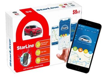 StarLine S9 V2 smart car security system with mobile app control.