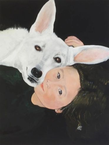 White shepherd with girl "Jake and Brielle"