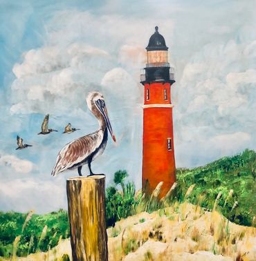 Ponce De Leon Inlet Lighthouse with pelicans