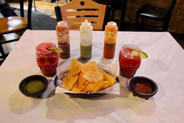 Chips and Salsa with Strawberry Margaritas