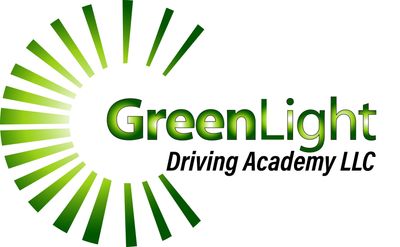 GreenLight Driving Academy, LLC logo. Dark to light green gradient lines in a circle.