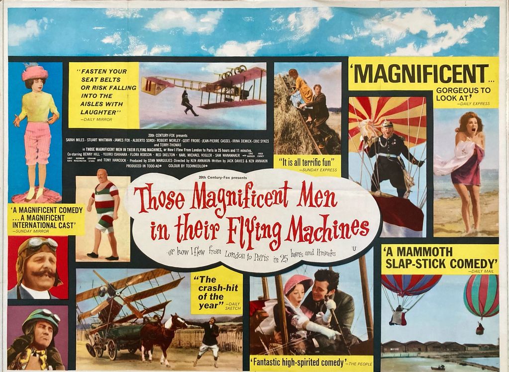 A collection of images from the film "Those Magnificent Men in their Flying Machines."