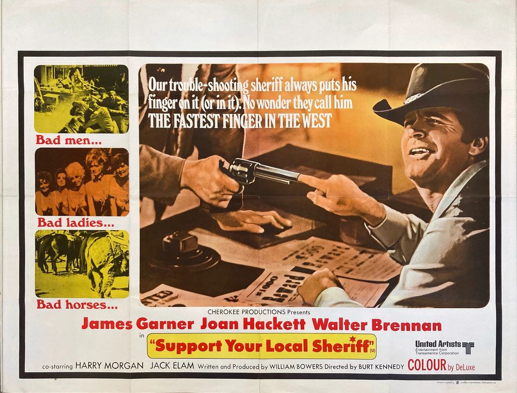 This has three small images with shots from the film and one large one. The large image shows a cowb