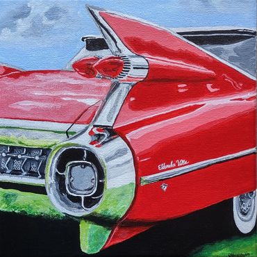 Summer in the Shade of Red, 8x8, Acrylic on Canvas, SOLD