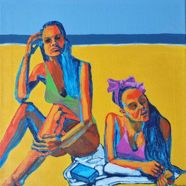 Beach Day, 12x12, Acrylic on Canvas, Only Available in Prints
