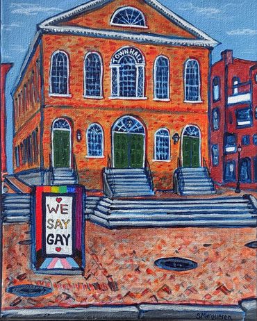 Town Hall of Salem, 8x10, Acrylic on Canvas, SOLD