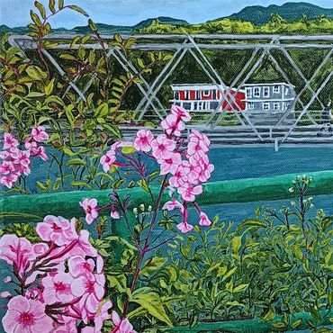 Two Bridges, 12x12, Acrylic on Canvas