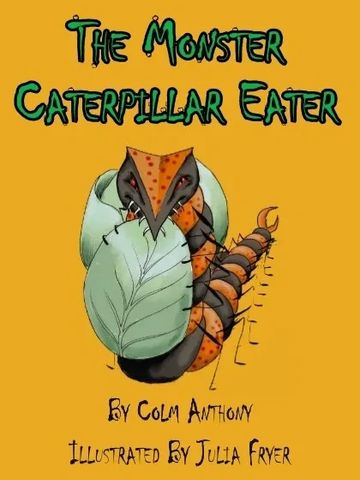 Caterpillar in nature eating a leaf children's story book cover