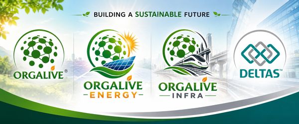 Logos of Orgalive and its divisions promoting sustainable future.