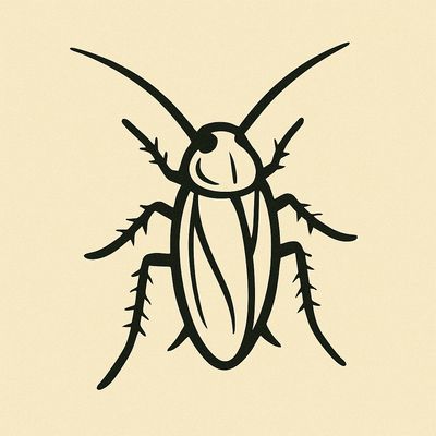 Line Drawing of cockroach in light yellow Circle