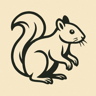 Line Drawing of Squirrel in light yellow Circle