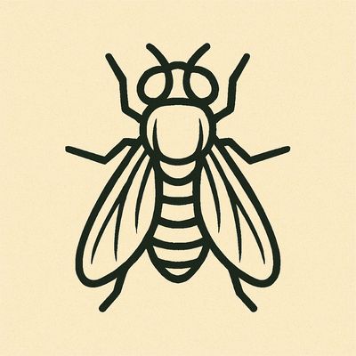 Line Drawing of fly in light yellow Circle