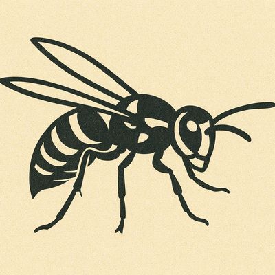 Line Drawing of wasp in light yellow Circle