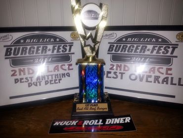 1st and 2nd place awards for our award winning burgers, Rock&Roll Diner wins again.
