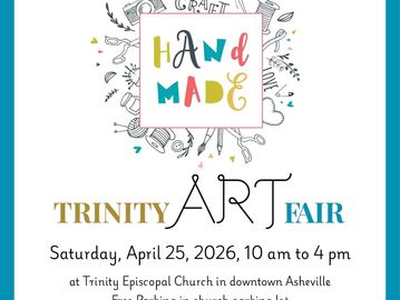 Colorful handmade art fair poster with craft doodles.