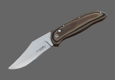 Timber Rattler automatic with with brown tan and black G10 handle by Robert Champion