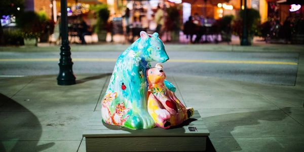 Bear sculpture in Historic Downtown Hendersonville, Henderson county NC photo.
