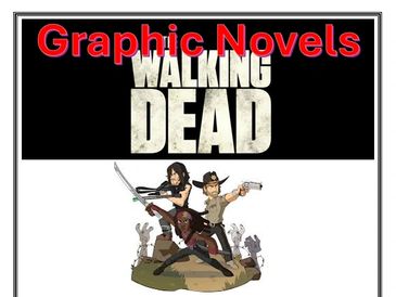 Illustrated cover of The Walking Dead graphic novels with three characters fighting zombies.