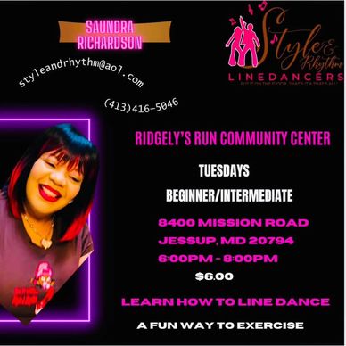 Flyer for line dance classes at Ridgely's Run Community Center.