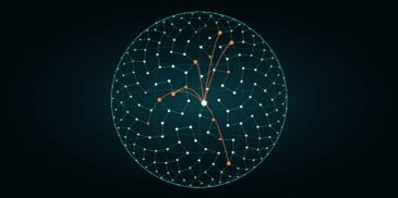 Network nodes connected in a spherical pattern.