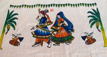 Pellipoolajada_Addutera_Bangalore: Cloth addutera with kalamkari painting
