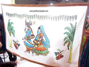 Pellipoolajada_Addutera_Vizag: Cloth Addutera with kalamkari painting