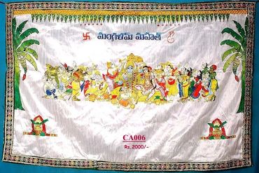 Pellipoolajada_Addutera_Guntur: Cloth addutera with srinivasa kalyanam painted
